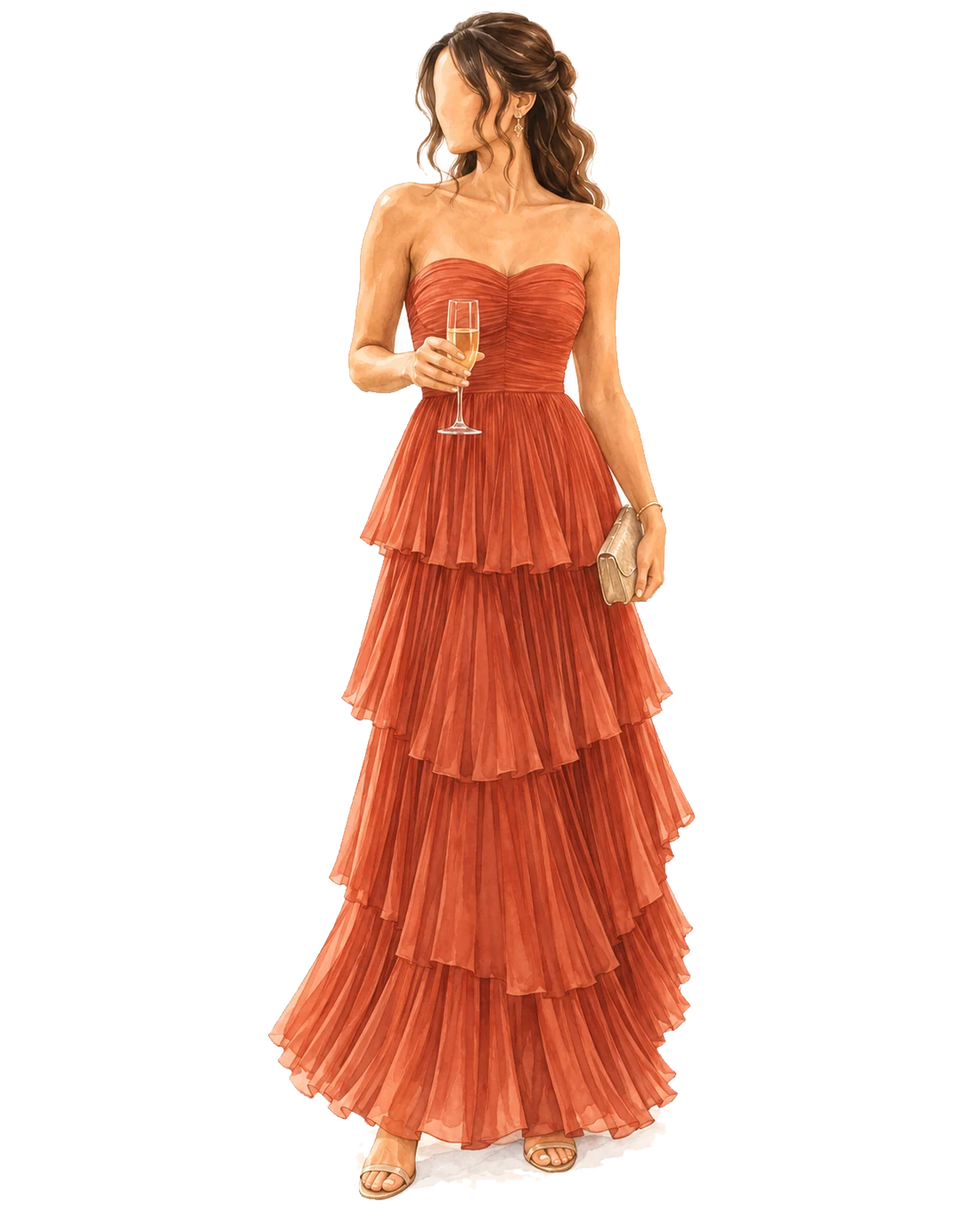 Terracotta tiered dress