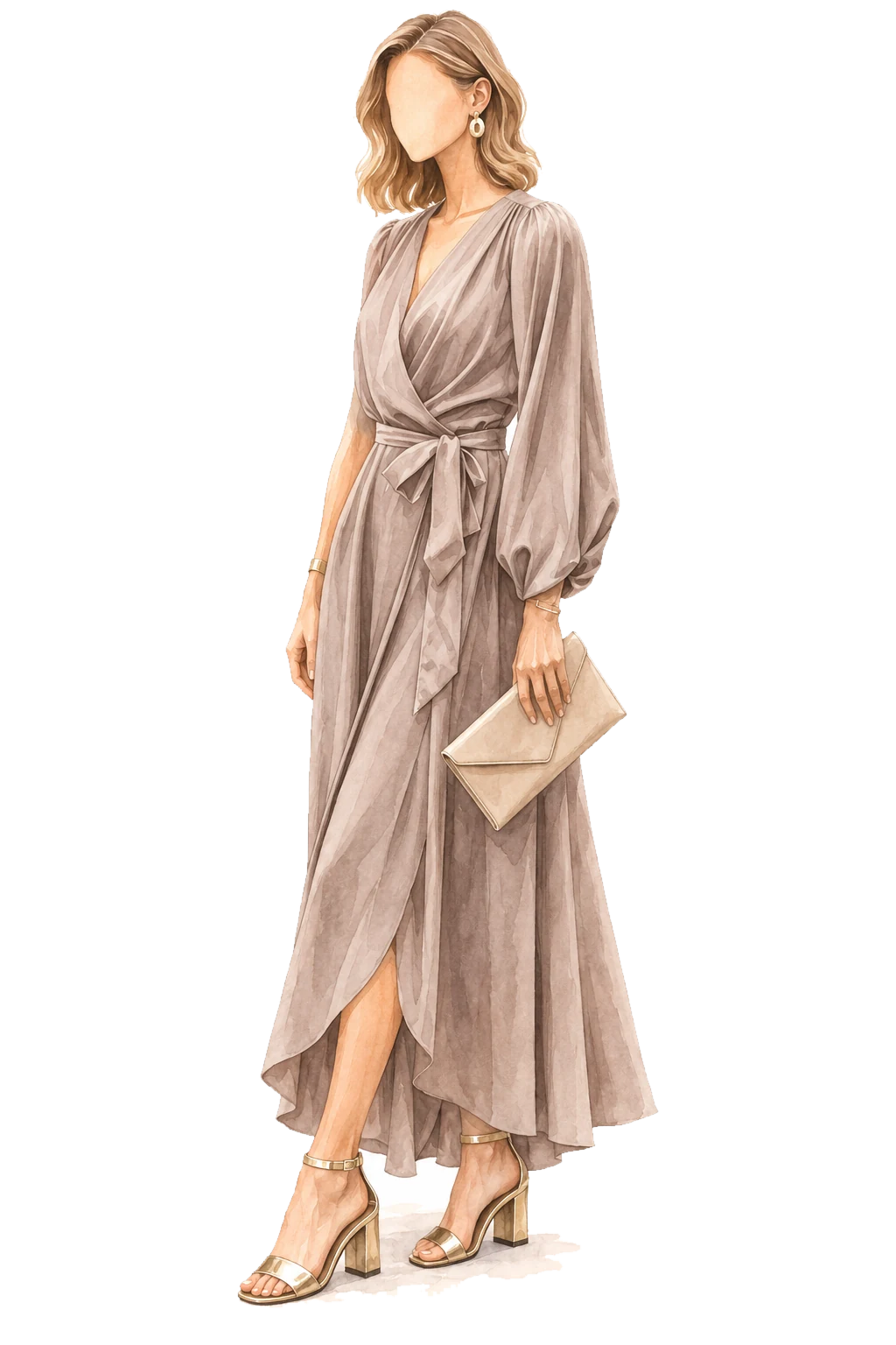 Taupe wrap dress