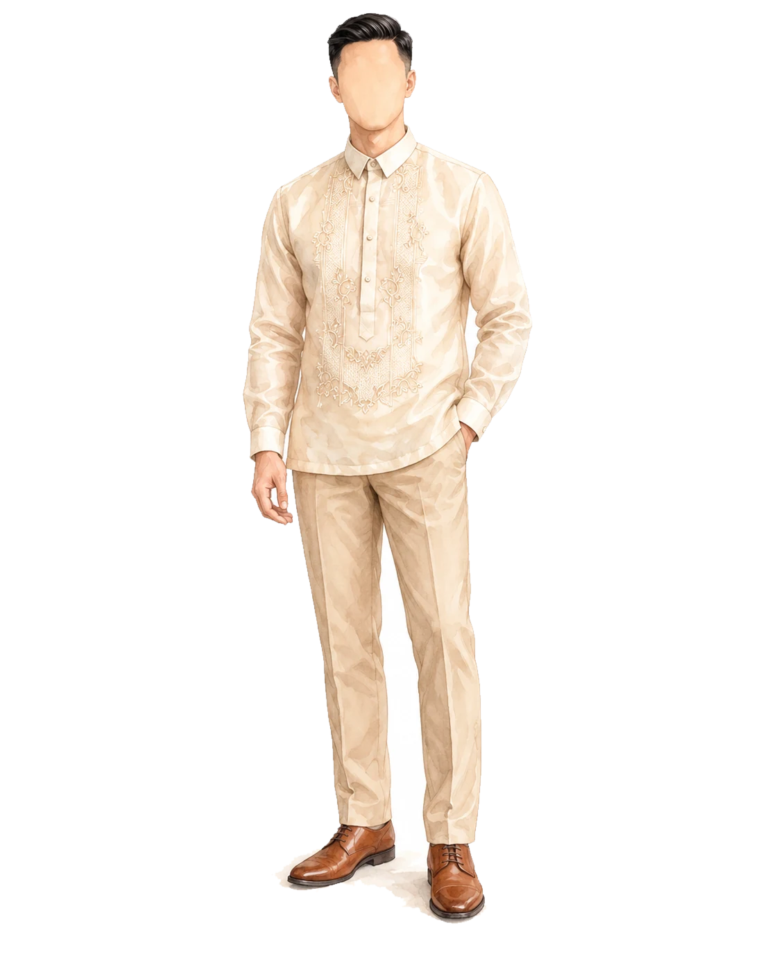 Cream embroidered Barong Tagalog